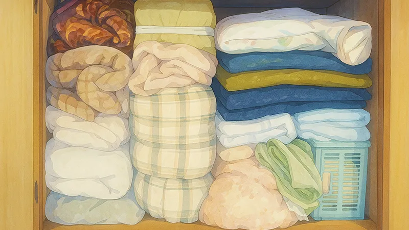 押入れ、布団でパンパン